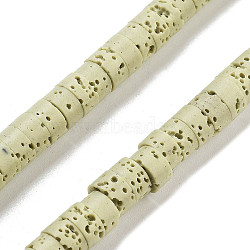 Natural Lava Rock Dyed Beads Strands, Disc, Heishi Beads, Beige, 6x3~3.5mm, Hole: 1.5mm, about 114pcs/strand, 14.96''(38cm)(G-K375-G03-01)