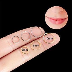 G23 Titanium Lip Ring, Hoop Nose Rings for Women Men, Stainless Steel Color, Inner Diameter: 10mm(WGF6EBC-03)