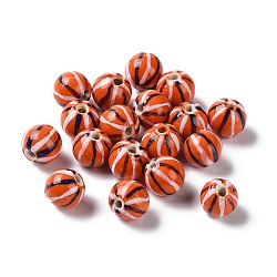 Handmade Porcelain Beads, Famille Rose Porcelain, Round, Dark Orange, 10mm, Hole: 1.6mm(PORC-G011-02C)