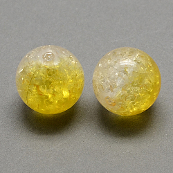 (Holiday Stock-Up Sale)Two Tone Transparent Crackle Acrylic Beads, Half Spray Painted, Round, Gold, 10mm, Hole: 2mm, about 938pcs/500g(CACR-R009-10mm-08)