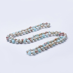 Natural Regalite/Imperial Jasper/Sea Sediment Jasper Beaded Necklaces, Round, Dyed & Heated, Pale Turquoise, 36 inch(91.44cm)(NJEW-P202-36-A04)