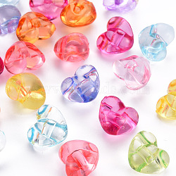 1-Hole Transparent Acrylic Buttons, Heart, Mixed Color, 13x15x10mm, Hole: 2.5mm, about 518pcs/500g(TACR-S154-53B)