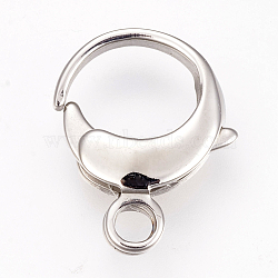 Tarnish Resistant 304 Stainless Steel Lobster Claw Clasps, Stainless Steel Color, 16.5x13x3.5mm, Hole: 2.5mm(STAS-O114-059P-B)