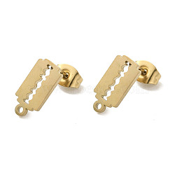 Ion Plating(IP) 304 Stainless Steel Stud Earring Findings, Rectangle, Golden, 12x6mm, Hole: 1.2mm, Pin: 0.7x11mm(STAS-I206-63G)