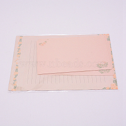 Paper Envelopes & Letter Papers, Floral, Plants & Flamingo Pattern, Rectangle, Pink, 9~21x14.3~15x0.01~0.02cm, 9pcs/set(DIY-WH0204-25E)