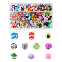 Craftdady Resin Beads, Round & Barrel & Column, Mixed Color, 8mm, Hole: 2mm, 460pcs/box(RESI-CD0001-01)