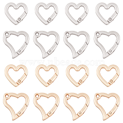 WADORN 16Pcs 2 Style Alloy Spring Gate Rings, Heart, Mixed Color, 8pcs/style(FIND-WR0001-93)