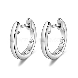 Anti-Tarnish Rhodium Plated 925 Sterling Silver Huggie Hoop Earrings, Ring, Platinum, 12x12.5mm(EJEW-BB50163-P)