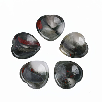 Natural Bloodstone Thumb Worry Stone, Pocket Palm Stones, for Healing Reiki Stress Relief, Heart Shape, 39~40x39~40x5~6mm