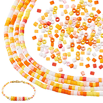 PandaHall Elite 4 Strads Handmade Czech Lampwork Beads, Disc Beads, Orange, 2.5x2mm, Hole: 1mm