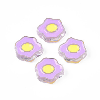 Transparent Acrylic Beads, with Enamel, Poached Egg, Violet, 22x25x9mm, Hole: 3mm