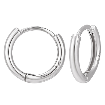 Beebeecraft 1 Pair 999 Fine Silver Huggie Hoop Earrings, Silver, 13.5x12.5x2mm