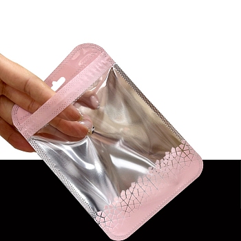 50Pcs Rectangle Plastic Zip Lock Gift Bags, Self Sealing Reclosable Package Pouches for Pen Keychain Watch Storage, Pink, 11x7cm