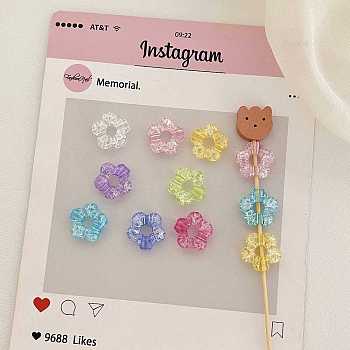 Transparent Crackle Acrylic Beads, Flower, Mixed Color, 18.3x19.2x6.9mm, Hole: 3.5mm