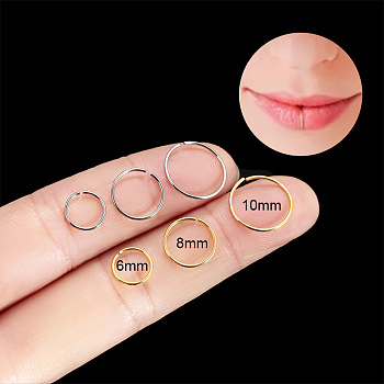 G23 Titanium Lip Ring, Hoop Nose Rings for Women Men, Stainless Steel Color, Inner Diameter: 10mm