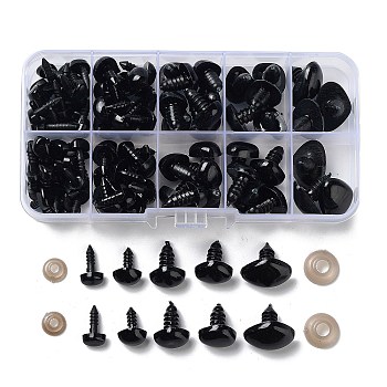 106Pcs Triangle Plastic Doll Craft Safety Noses, with 106Pcs Spacer, Toy Accessories, Black, 9x6x15.5mm