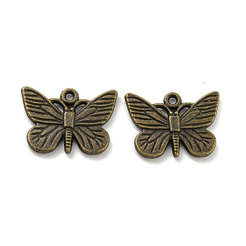 Alloy Pendants, Butterfly, Antique Bronze, 16x22.5x3mm, Hole: 1.6mm