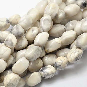 Natural Howlite Nuggets Bead Strands, Tumbled Stone, 13~18x10~13mm, Hole: 1mm, about 21~26pcs/strand, 15.74 inch