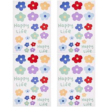 PVC Self Adhesive Flower Car Sticker, Waterproof Floral Decals for Car Decoration, Colorful, 306x206x0.3mm, Sticker: 23~52x26~85mm