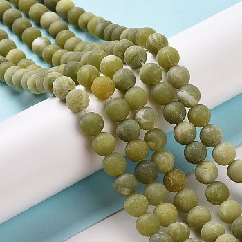 Round Frosted Natural TaiWan Jade Bead Strands, 10mm, Hole: 1mm, about 38pcs/strand, 15.5 inch