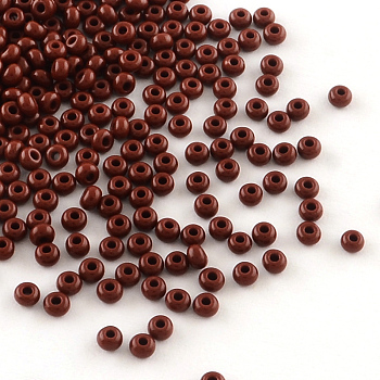 Czech Glass Beads, 11/0 Round Glass Seed Beads, Dark Red, 2x1.5mm, Hole: 1mm, about 30000pcs/bag, 450g/bag