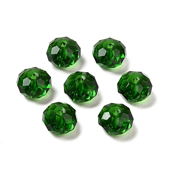Glass Imitation Austrian Crystal Beads, Faceted, Rondelle, Dark Green, 8x5~5.5mm, Hole: 1.2~1.5mm