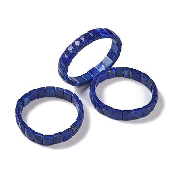 Natural Lapis Lazuli Stretch Bracelets, Faceted, Dye, Rectangle, 2-3/8 inch(6cm)