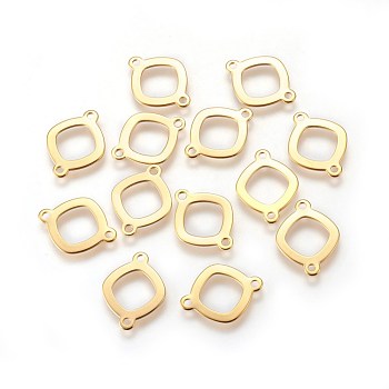 304 Stainless Steel Links connectors, Rhombus, Golden, 14x19x1mm, Hole: 1.6mm