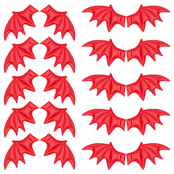 Leather Bat's Left & Right Wing Ornament Accessories, for Hair Ornament & Costume Accessory, Crimson, 60x35x2mm, 20pcs/style