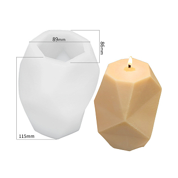 DIY Geometrical Shape Candle Silicone Molds, for 3D Scented Candle Making, White, 8.6x8.9x11.5cm