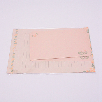 Paper Envelopes & Letter Papers, Floral, Plants & Flamingo Pattern, Rectangle, Pink, 9~21x14.3~15x0.01~0.02cm, 9pcs/set