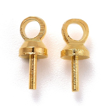 Brass Cup Peg Bails Pendants, For Half Drilled Bead, Golden, 7x3mm, Hole: 1.5mm, Pin: 0.5mm, 100pcs/bag