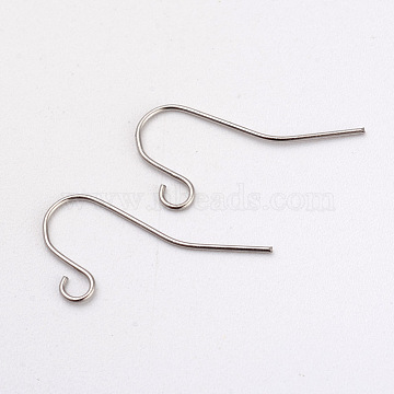316L Surgical Stainless Steel Earring Hooks, Ear Wire, Stainless Steel Color, 17x8mm, Hole: 1.6mm, Pin: 0.5mm(X-STAS-G229-05P)