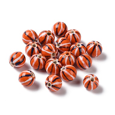 Dark Orange Round Porcelain Beads