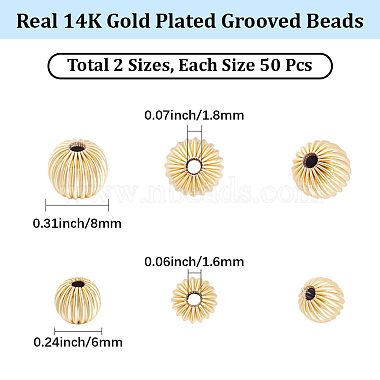 100Pcs 2 Styles Brass Grooved Beads(KK-BBC0028-38)-2