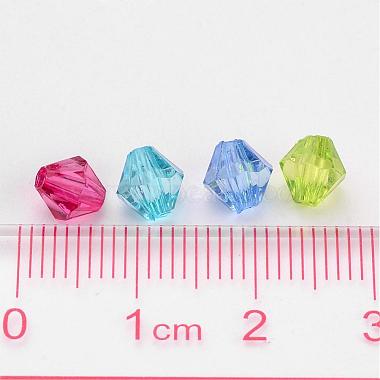 Mixed Color Chunky Dyed Transparent Acrylic Faceted Bicone Spacer Beads for Kids Jewelry(X-DBB6mm)-4