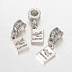 Rectangle with Word Passport Alloy European Dangle Large Hole Pendants(X-MPDL-F017-06)-1
