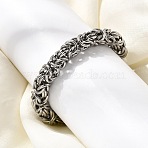 304 Stainless Steel Byzantine Chains Bracelets for Women, Stainless Steel Color, 8mm, 7.09 inch(18cm)(BJEW-P399-01B-P)