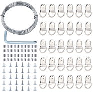 Steel Wire Assorted Findings Kit, Iron Nail Wall Hook Finding Sets, Including Steel Wire, Screw, D-ring Hangers, Hangers, Screwdriver, Platinum, Steel Wire: 20m/set(FIND-WH0096-15)