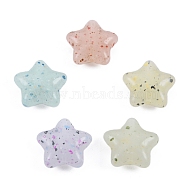 Marbled Stone Style Opaque Acrylic Beads, Star, Mixed Color, 19x20x8.5mm, Hole: 2mm(OACR-G009-07)