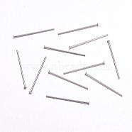 304 Stainless Steel Flat Head Pins, Stainless Steel Color, 25x0.7mm, Head: 1.8mm(STAS-F117-58P-1.8x25)