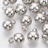 CCB Plastic Charms, Round, Platinum, 11.5x8x8mm, Hole: 1.8mm, about 1500pcs/500g(CCB-T009-01P)