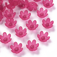 Frosted Acrylic Bead Caps, 6-Petal, Flower, Camellia, 14x6mm, Hole: 2mm, about 1660pcs/500g(MACR-S371-07A-706)