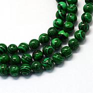 Synthetic Turquoise Gemstone Bead Strands, Round, Dyed , Dark Green, 6x5.5~6mm, Hole: 1.5mm, about 67pcs/strand, 14.9 inch(TURQ-S280-6mm-03)