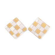 Checkerboard Style Rhombus Acrylic Pendants, Goldenrod, 28x28x2.5mm, Hole: 1.2mm(OACR-G008-01F)