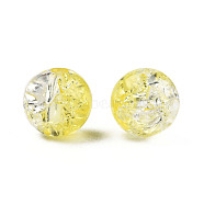 Transparent Crackle Acrylic Beads, Round, Yellow, 8x7.5mm, Hole: 1.8mm, about 1700pc/500g(CACR-N002-03B)