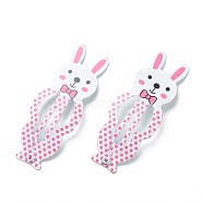 Cute Spray Painted Iron Snap Hair Clips, Rabbit, for Childern, Pink, 49x18x1.5mm, 2pcs/set(PHAR-L006-A04)