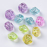 3D Transparent Acrylic Beads, AB Color Plated, Flower, Mixed Color, 13x11mm, Hole: 1.6mm(X-TACR-Q270-002)