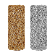 Elite 2 Rolls 2 Colors Polyester Braided Metallic Cord, for Gift Wrapping, Round, Mixed Color, 1mm, about 109.36 yards(100m)/roll, 1 roll/color(OCOR-PH0002-82)