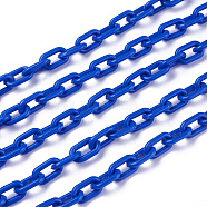 ABS Plastic Cable Chains, Oval, Blue, 13.5~14x8x2mm, 14.9 inch~15.35 inch(38~39cm)/strand(KY-E007-02I)